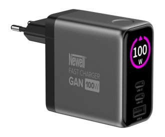 Karikues muri Newell GaN 100W me ekran TFT, 2x USB-C, USB-A, i bardhë