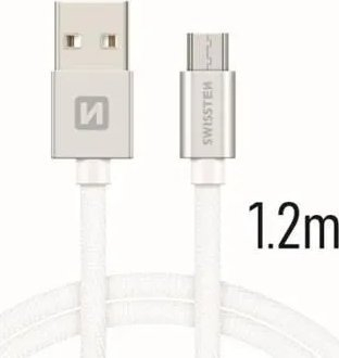 Kabllo USB Swissten 71522203, USB A në micro USB, 1.2 m, argjend
