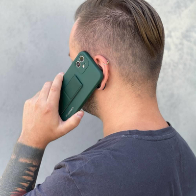Këllëf silikoni Wozinsky Kickstand Case për Samsung Galaxy A22 4G, me këmbë mbajtëse, i zi