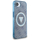 Футрола за телефон Guess IML Metal Glitter 4G Circle Triangle за iPhone 16E, со MagSafe, сина
