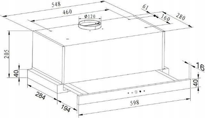 Aspirator kuzhine Amica OTP6641BG, teleskopik, 389 m³/h, i zi