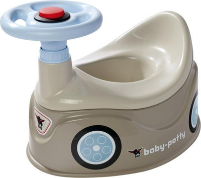 Qenefe fëmijësh Big Grey Potty New Bobby Car, me timon, gri
