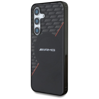 Mbrojtëse telefoni AMG Double Layer Rhombs MagSafe për Samsung Galaxy S25+, me magnet, e zezë me të kuqe