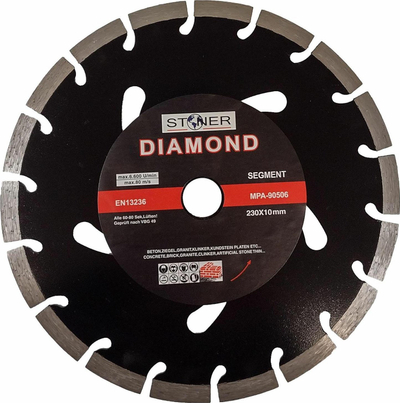 Disk prerës STONER Diamond, diamant me segmente, 230mm, për beton, i zi