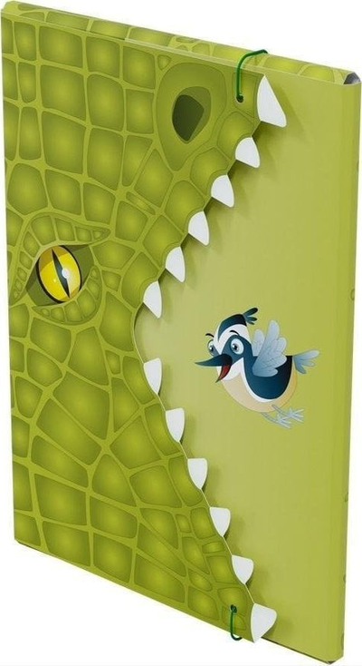 Dosje dokumentesh Monumi Crocodile, format A4, me kapëse elastike, shumëngjyrëshe