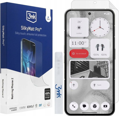 Fletë mbrojtëse ekrani 3MK Silky Matt Pro Nothing Phone 2, mat, vetë-rigjeneruese, transparente