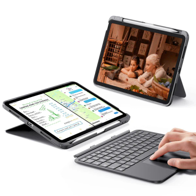 Mbrojtëse me tastierë ESR Flex për iPad Air (4/5th gen), iPad Air 11" (M2/3), e hirtë e errët