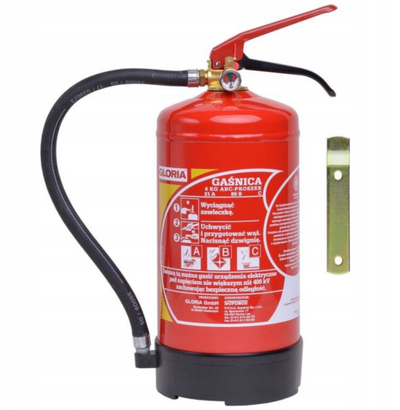 Bombol zjarri me pluhur GP 4x ABC, 4 kg, me varese dhe tabele, e kuqe