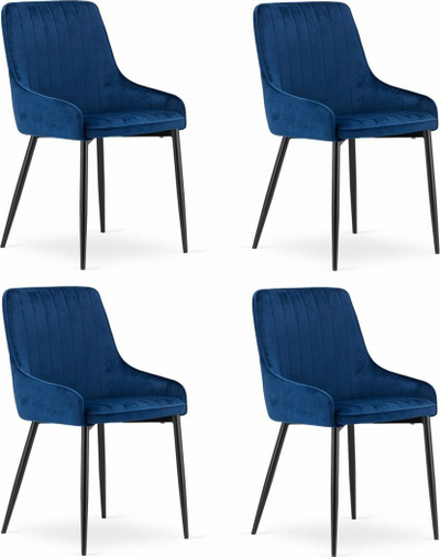 Set karrikesh MONZA, kadife, 4 copë, blu e errët