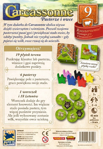 Zдолжење за игра Carcassonne 9 Чобани и овци Едиција 3, за основната игра Carcassonne