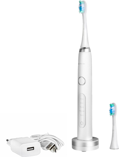 Furçë dhëmbësh elektrike Meriden Sonic+ Professional MS 589W, 5 mënyra pastrimi, me kuti udhëtimi USB, e bardhë