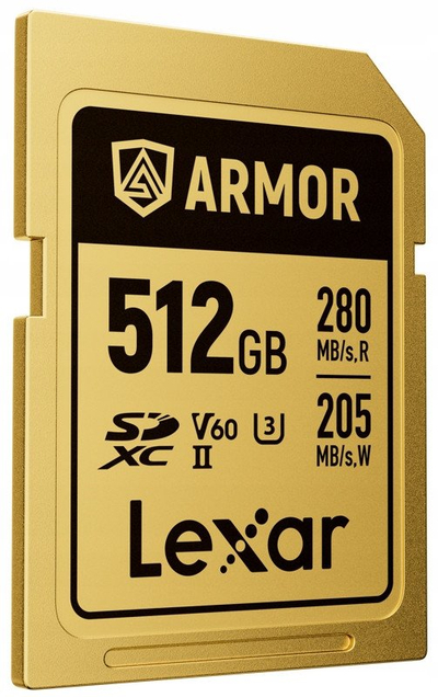 Kartë memorje Lexar Professional GOLD ARMOR, 512GB, SDXC UHS II V60, prej çeliku