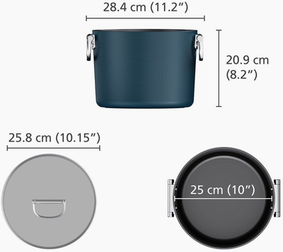 Tenxhere Joseph Joseph Space, 8.5Qt, me kapak xhami, blu e errët