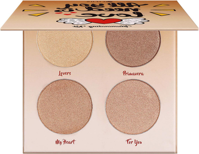 Paletë highlighter dhe bronzer LIFUS Glow Kit Love Light, 4 nuanca, efekt shimmer