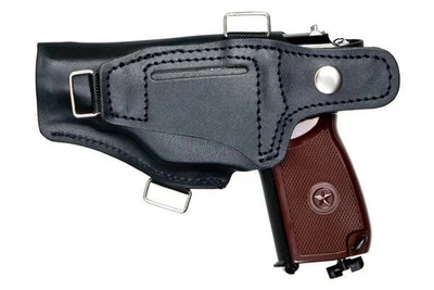 Këllëf lëkure Guard për pistoletë Makarov Ranger PM, për rrip 45mm, i zi