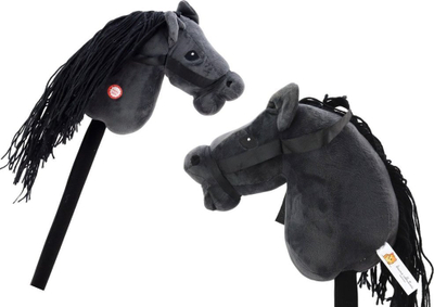 Lodër kal mbi shkop No Name Hobby Horse Black Stone, me tinguj, e zezë