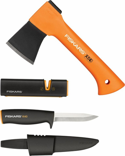 Кампинг сет Fiskars 1057913, секира и нож, со острилка Xsharp