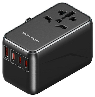 Përshtatës udhëtimi Vention 120W GaN, universal, PD, i zi
