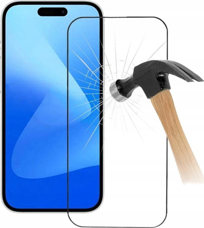 Xham mbrojtës 9D për iPhone 15 6.1", 9H, me kornizë të zezë