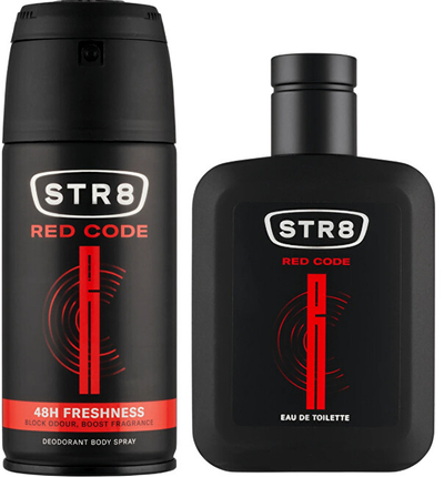 Set për meshkuj STR8 Red Code, EDT 100 ml + deodorant 150 ml + çantë kozmetike