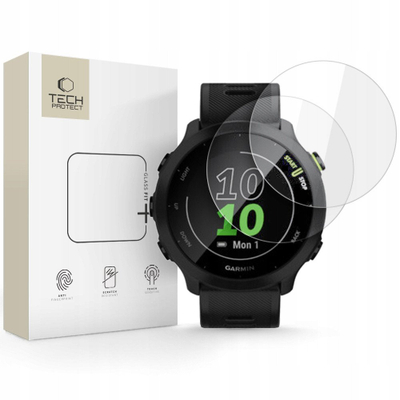 Mbrotës ekrani xhami Tech-Protect Glass Fit+, Garmin Forerunner 55, 2 copa, transparent
