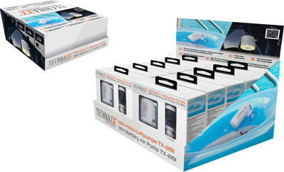Pompa elektrike ajri Technaxx TX-261, 180 L/min, bateri 1360 mAh, e zezë