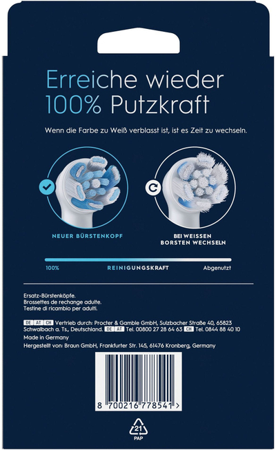 Резервни глави за четка за заби Oral-B iO Ultimate Clean, комплет 8 парчиња, бели