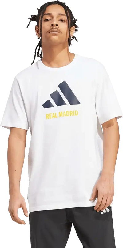 Bluzë Adidas Real Madrid 24/25 Seasonal Graphic Tee M JM2124, pambuk, e bardhë