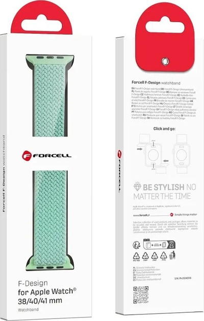 Rrip ore Forcell F-Design FA02 për Apple Watch 38/40/41mm, najlon, mbyllje me magnet, pistachio