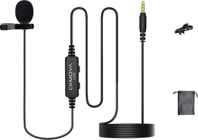 Mikrofon lavalier CKMOVA LCM2, omnidireksional, me kabllo 6m, i zi