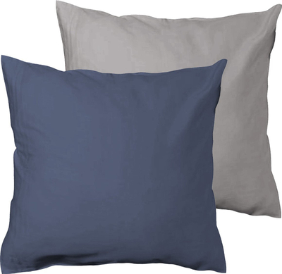 Këllëf jastëku sateni Double Face, 40x40 cm, navy dhe argjendtë