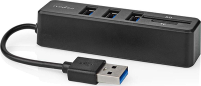 USB разводник Нedis 5 порти, USB 2.0, читач SD MicroSD, црн