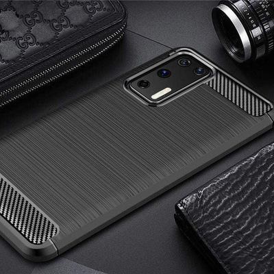Mbrojtëse telefoni Huawei P40, karbon, TPU fleksibël, blu