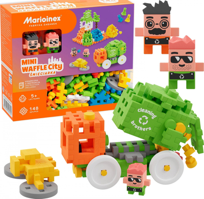 Set blloqe Marioinex Mini Waffle City Garbage Truck, 148 pjesë, për fëmijë 5+