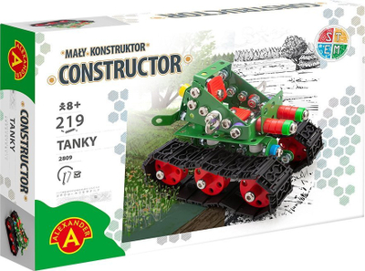 Set konstruktori Alexander Toys Tanky, tank metalik për tu ndërtu, lojë edukative për kalamaj, shumëngjyrësh