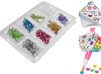 Set kreativ me diamantë Leantoys Sea Animals, pikturim me gurë, për kalamaj, shumëngjyrësh
