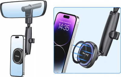 Mbajtëse telefoni Swissten Car Mount for MagSafe, për pasqyrën e brendshme, set 2 copë, e zezë