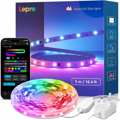 Shirit LED Govee Lepro S1, 5 m, Wi-Fi Bluetooth RGBIC, shumëngjyrësh