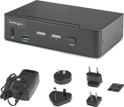 Ndërrues KVM StarTech.com 2 Porta DisplayPort, 8K 60Hz, 4K 144Hz, i zi