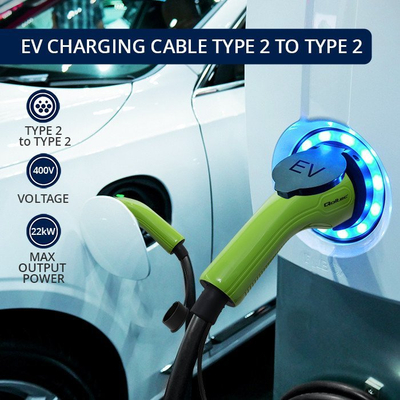 Kabllo karikimi për veturë elektrike Qoltec EV Cable Type 2, 22kW 32A, 5m, e zezë