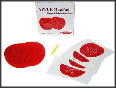 Lodër magnetike për vizatim Hipo Apple MagPad, 468 copëza, e kuqe