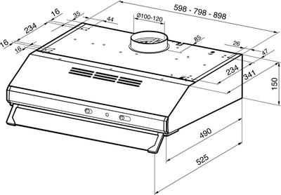 Kapak aspirimi Smeg KSEC61XE2, 60cm, inox, argjendtë