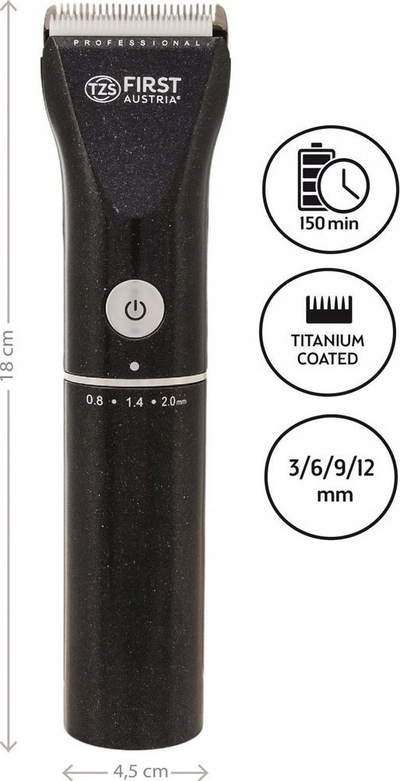 Makineri profesionale qethëse Professional Hair Clipper, teh qeramik dhe titanium, pa kabllo, e zezë