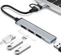 Адаптер USB hub Tracer 47499 A-4, 4 порти, USB-C, сребрен