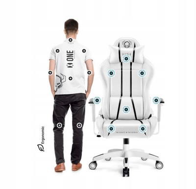 Karrige lojërash Diablo Chairs X-One 2.0 Normal, lëkurë eco, e bardhë