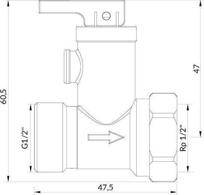 Valvul sigurie për bojler Afriso AF4, 6.7 bar, G1/2 x Rp1/2, argjend