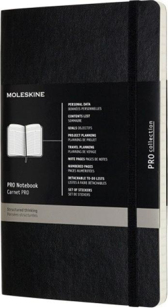 Bllok shënimesh Moleskine PRO Large Pro Soft, i madh, kapak i butë, i zi