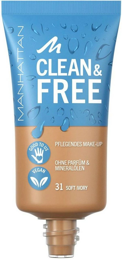 Krem pudër Manhattan Clean & Free, 31 Soft Ivory, 30ml