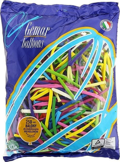 Balona modeluese Godan Modeling Balloons Mix, 140cm, set 250 copë, shumëngjyrëshe