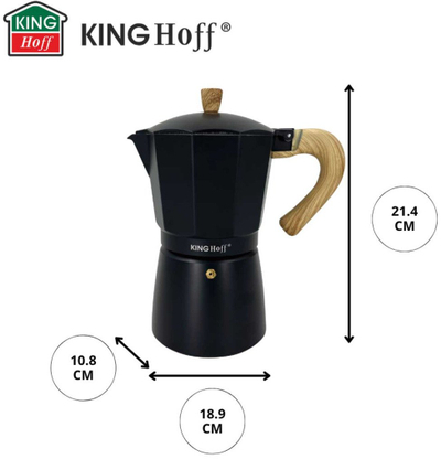 Xhezve kubane për kafe Kinghoff KH 1887, 9 filxhanë, 450 ml, për induksion, e zezë